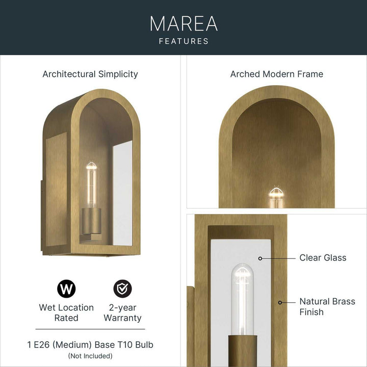 Kichler Canada - 59200NBR - One Light Outdoor Wall Mount - Marea - Natural Brass