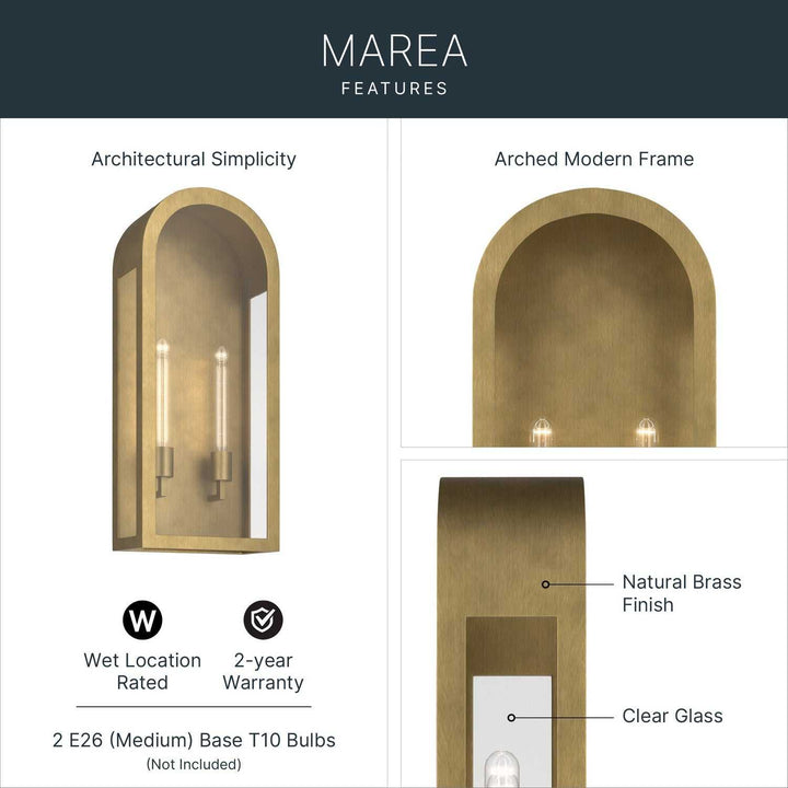 Marea Two Light Outdoor Wall Mount in Natural Brass Kichler Canada
