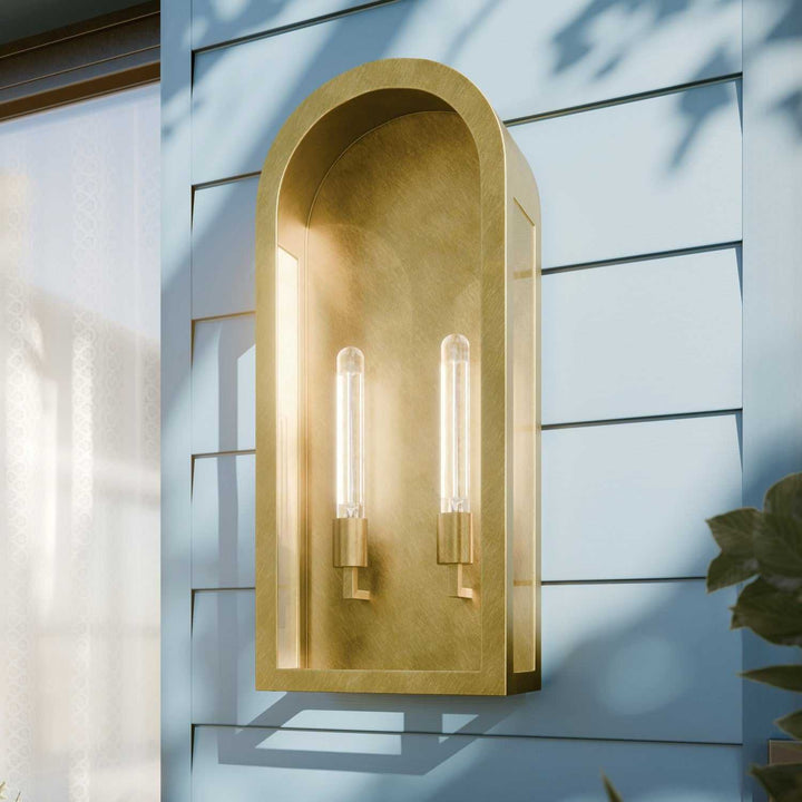 Marea Two Light Outdoor Wall Mount in Natural Brass Kichler Canada