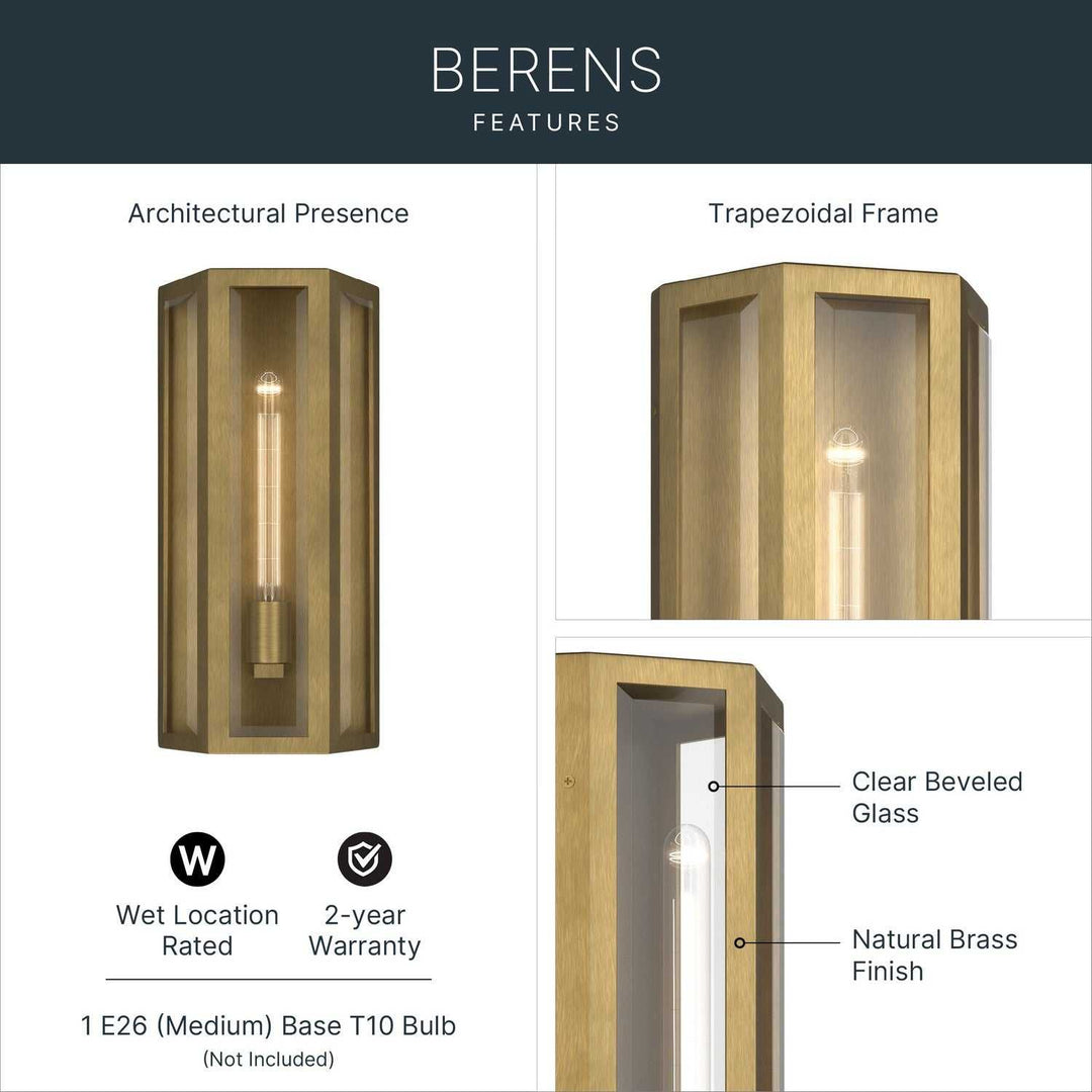 Kichler Canada - 59214NBR - One Light Outdoor Wall Mount - Berens - Natural Brass