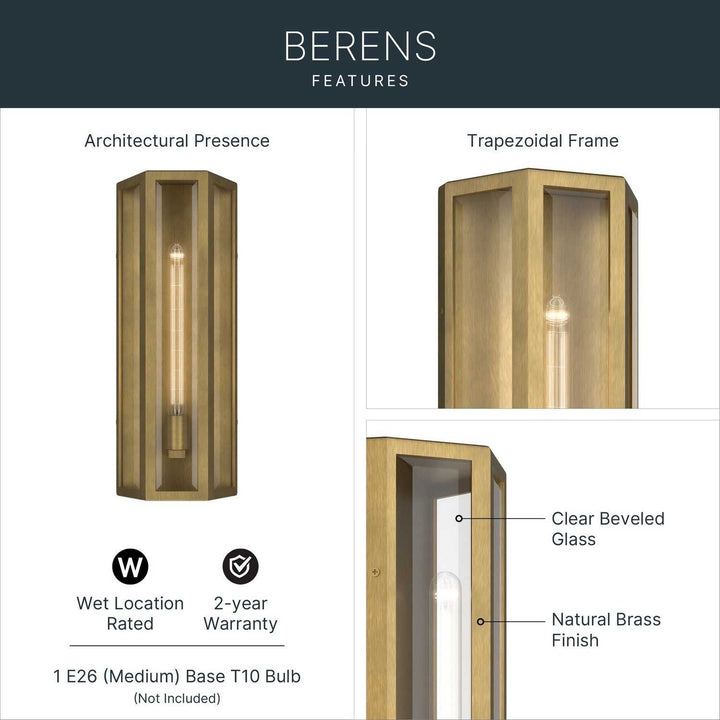 Kichler Canada - 59215NBR - One Light Outdoor Wall Mount - Berens - Natural Brass