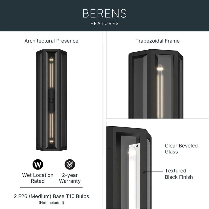 Kichler Canada - 59216BKT - Two Light Outdoor Wall Mount - Berens - Textured Black
