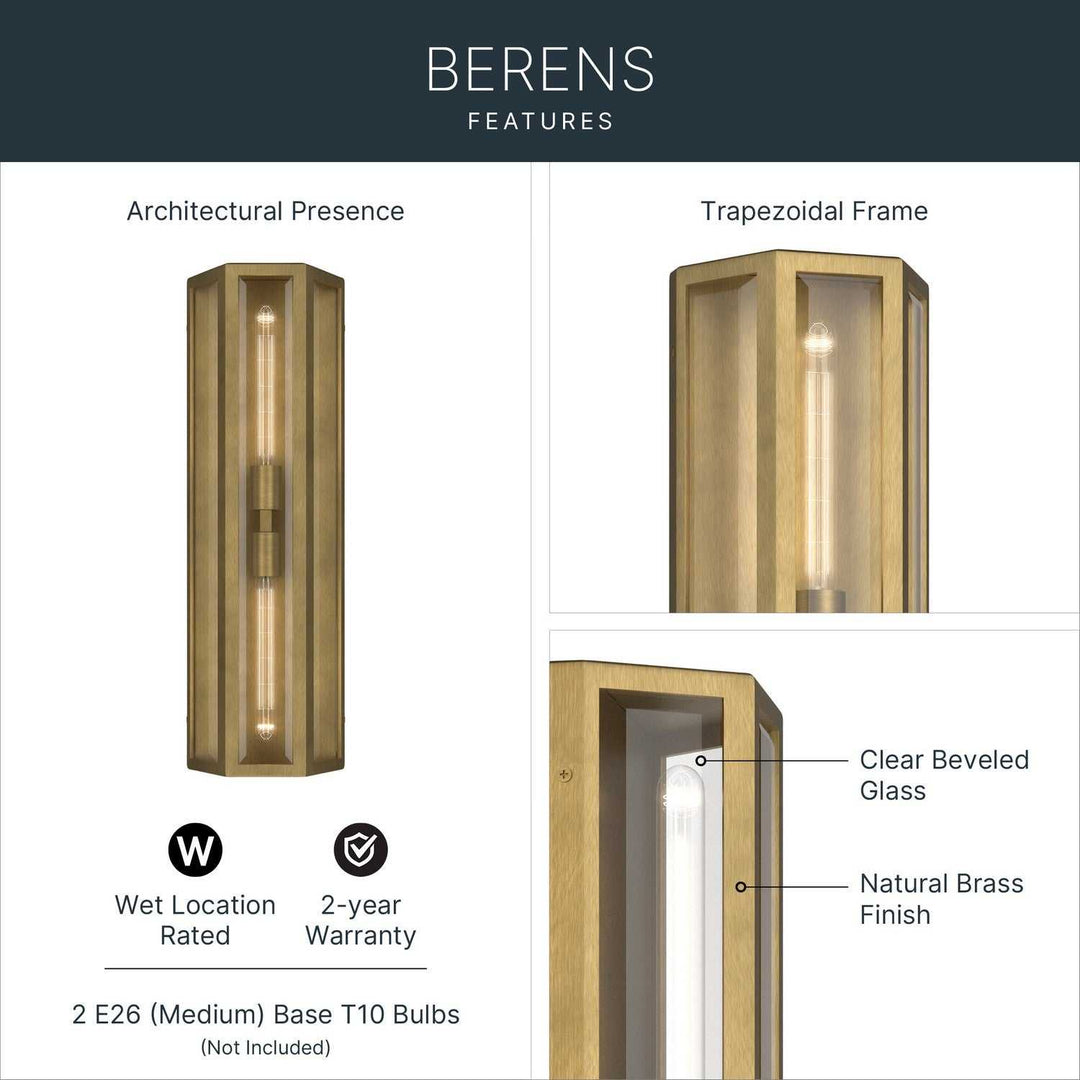 Kichler Canada - 59216NBR - Two Light Outdoor Wall Mount - Berens - Natural Brass