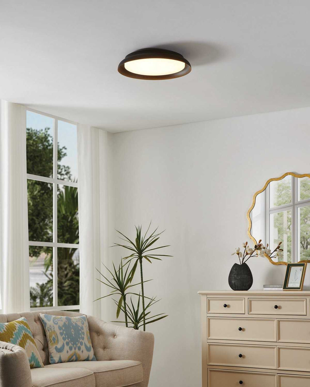 Sebio LED Flush Mount in Black Eglo Canada