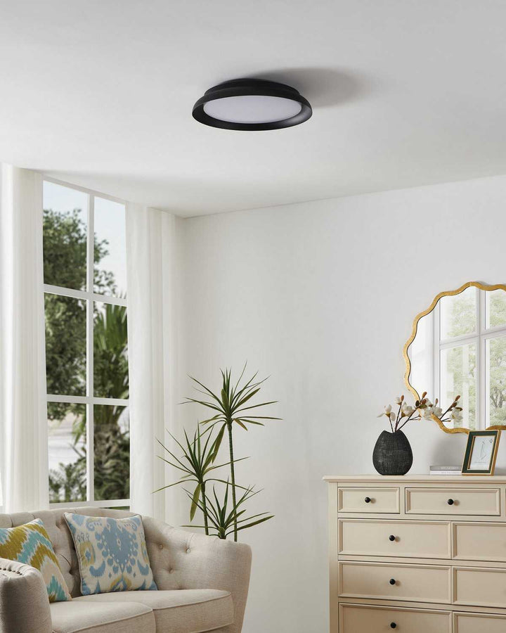 Sebio LED Flush Mount in Black Eglo Canada