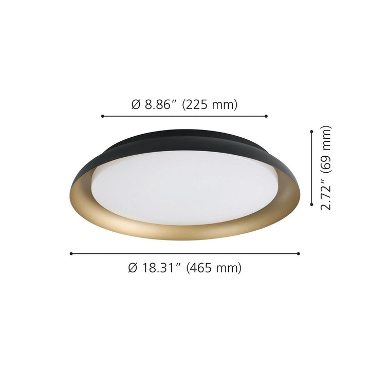 Sebio LED Flush Mount in Black, Gold Eglo Canada