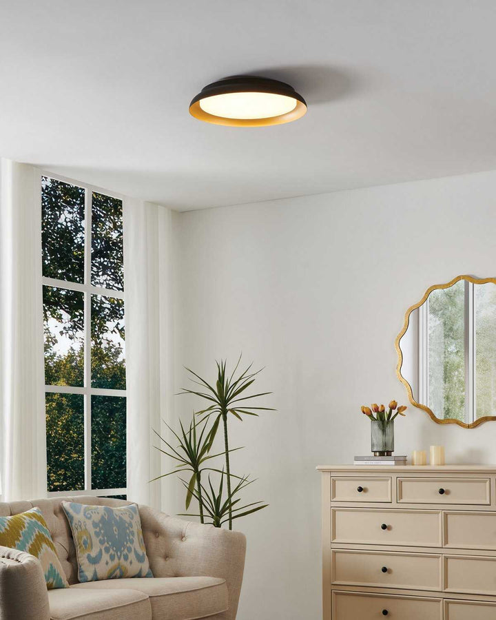 Sebio LED Flush Mount in Black, Gold Eglo Canada
