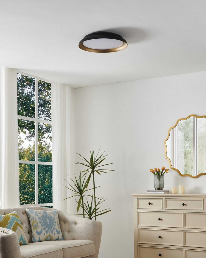 Sebio LED Flush Mount in Black, Gold Eglo Canada
