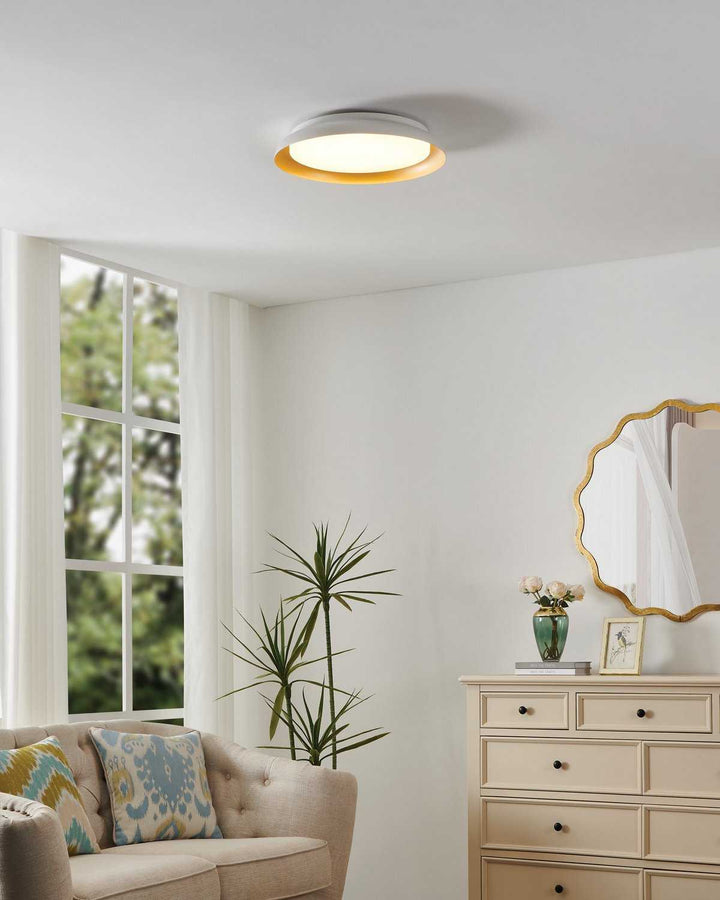 Sebio LED Flush Mount in White, Gold Eglo Canada
