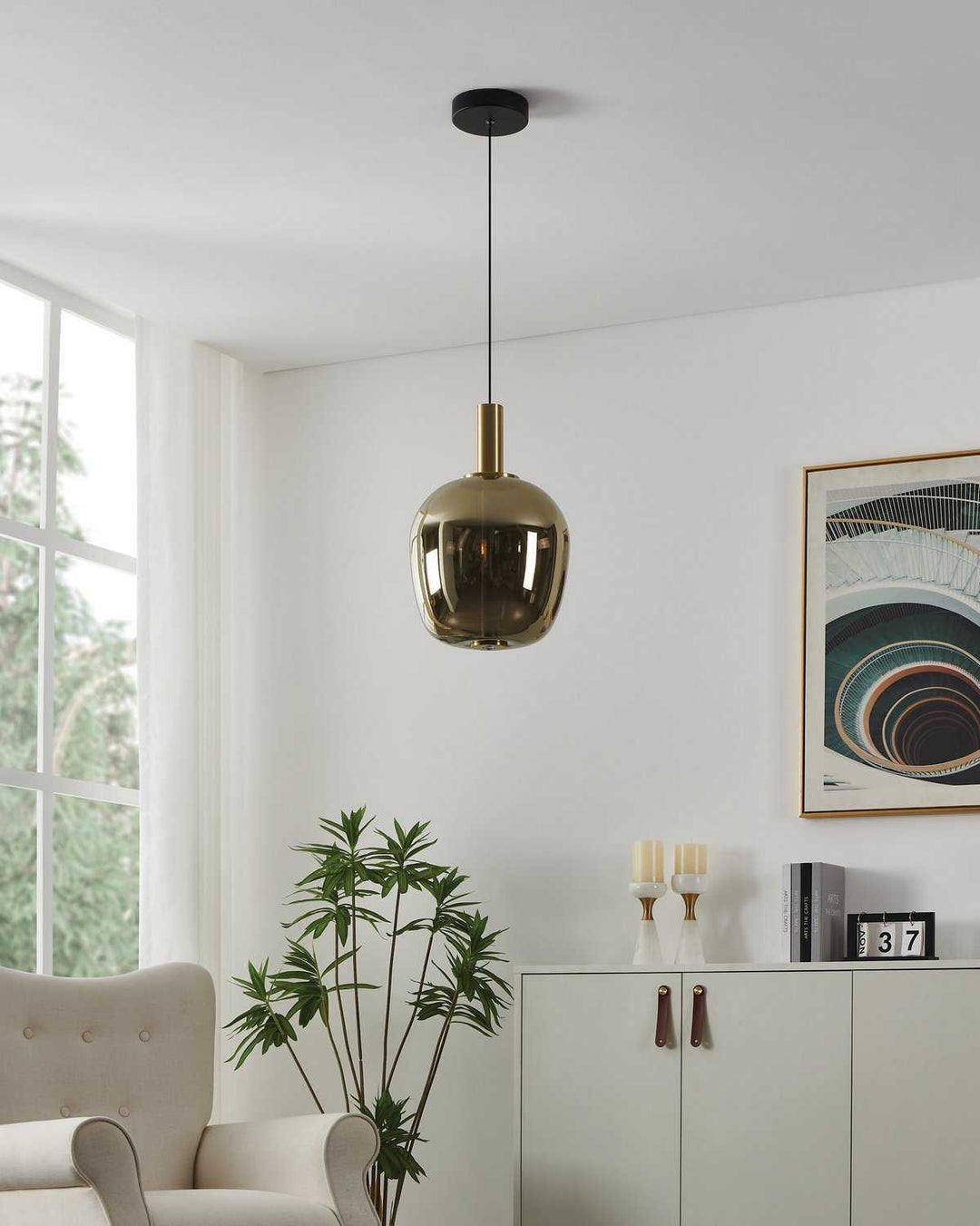 Fruitera LED Pendant in Black, Brushed Gold Eglo Canada