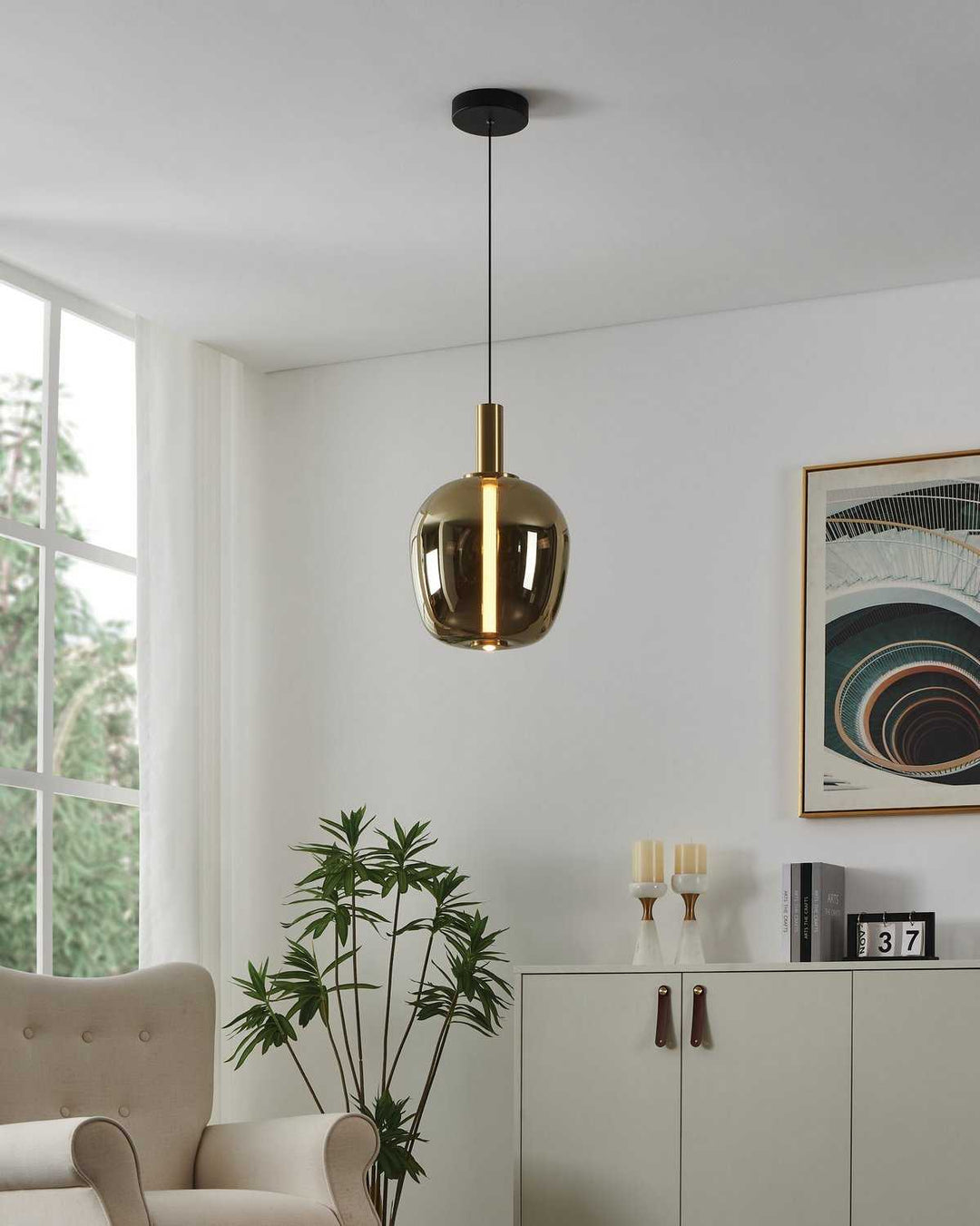 Fruitera LED Pendant in Black, Brushed Gold Eglo Canada