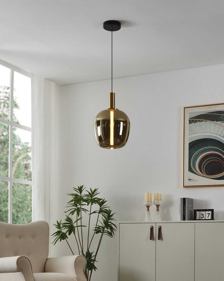 Fruitera LED Pendant in Black, Brushed Gold Eglo Canada