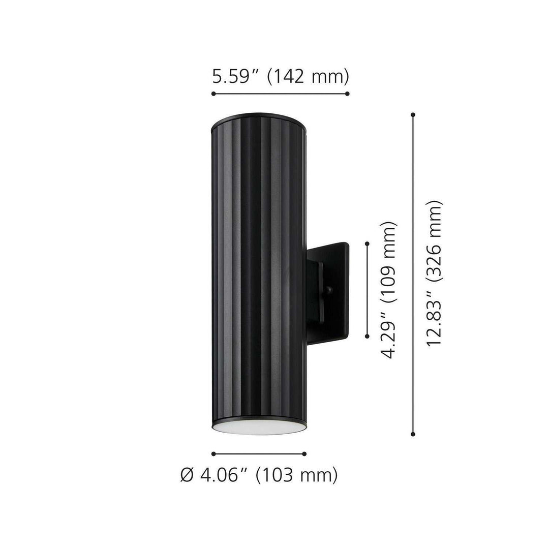 Portillo Two Light Exterior Wall Sconce in Black Eglo Canada