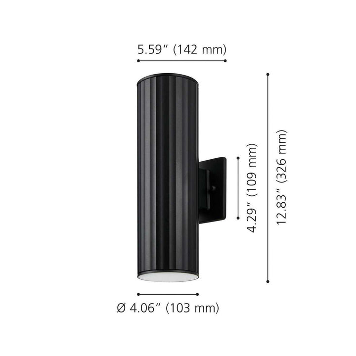 Portillo Two Light Exterior Wall Sconce in Black Eglo Canada