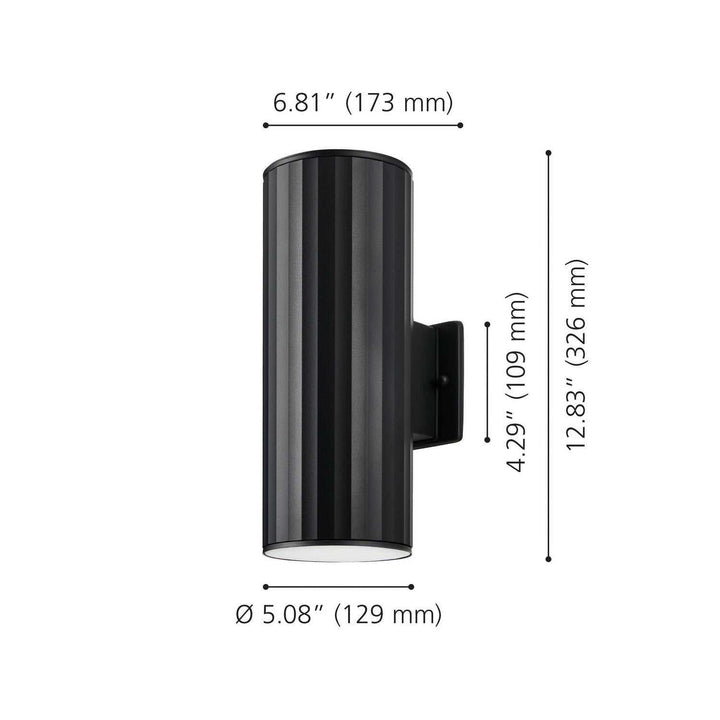 Portillo Two Light Exterior Wall Sconce in Black Eglo Canada