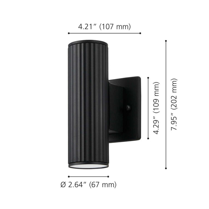 Portillo Two Light Exterior Wall Sconce in Black Eglo Canada