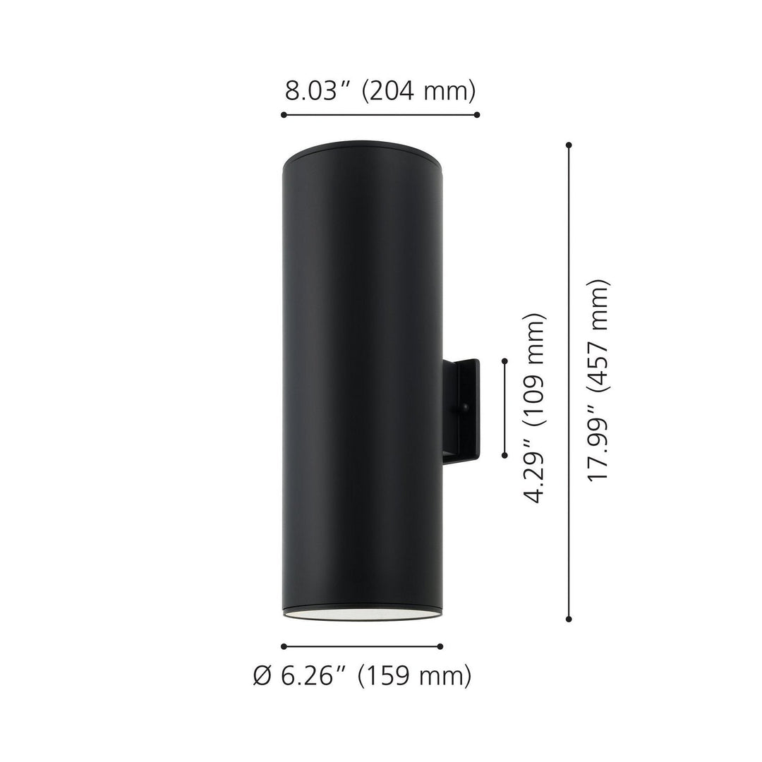 Ascoli Two Light Exterior Wall Sconce in Black Eglo Canada