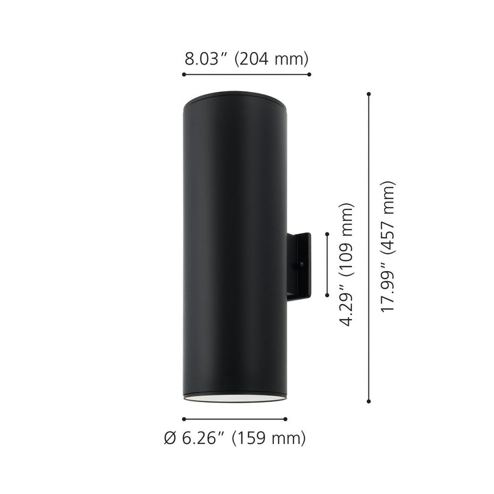 Ascoli Two Light Exterior Wall Sconce in Black Eglo Canada