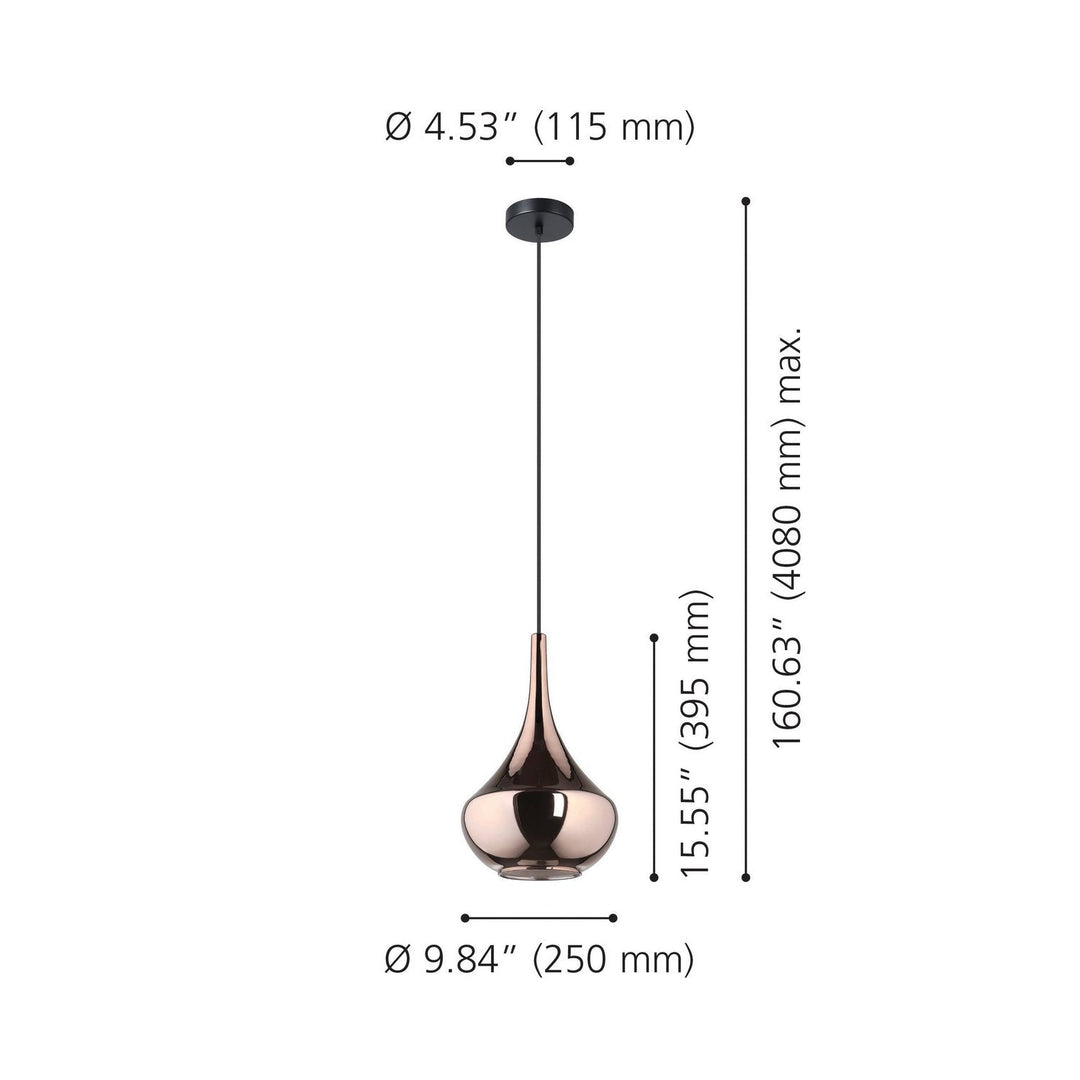 Almoster One Light Pendant in Black, Copper Smoked Eglo Canada