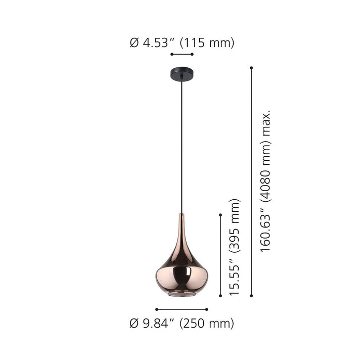 Almoster One Light Pendant in Black, Copper Smoked Eglo Canada