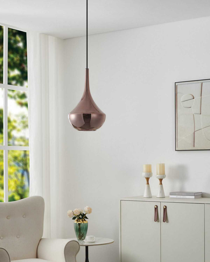 Almoster One Light Pendant in Black, Copper Smoked Eglo Canada