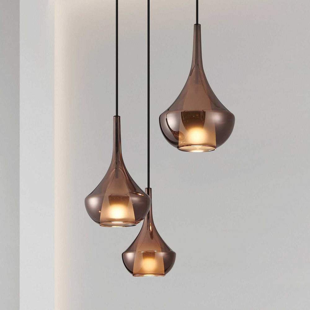 Almoster Three Light Pendant in Black, Copper Smoked Eglo Canada