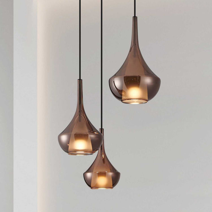Almoster Three Light Pendant in Black, Copper Smoked Eglo Canada