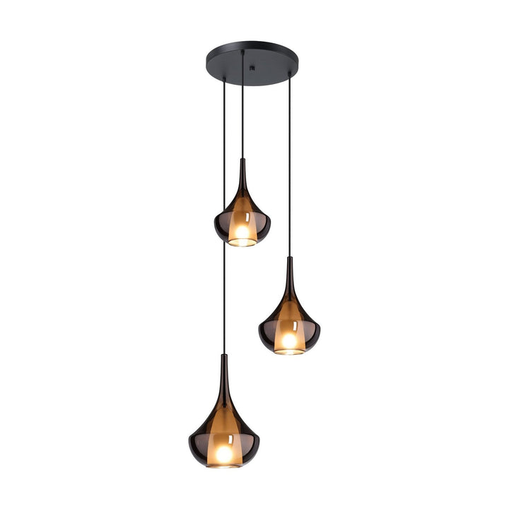 Almoster Three Light Pendant in Black, Copper Smoked Eglo Canada