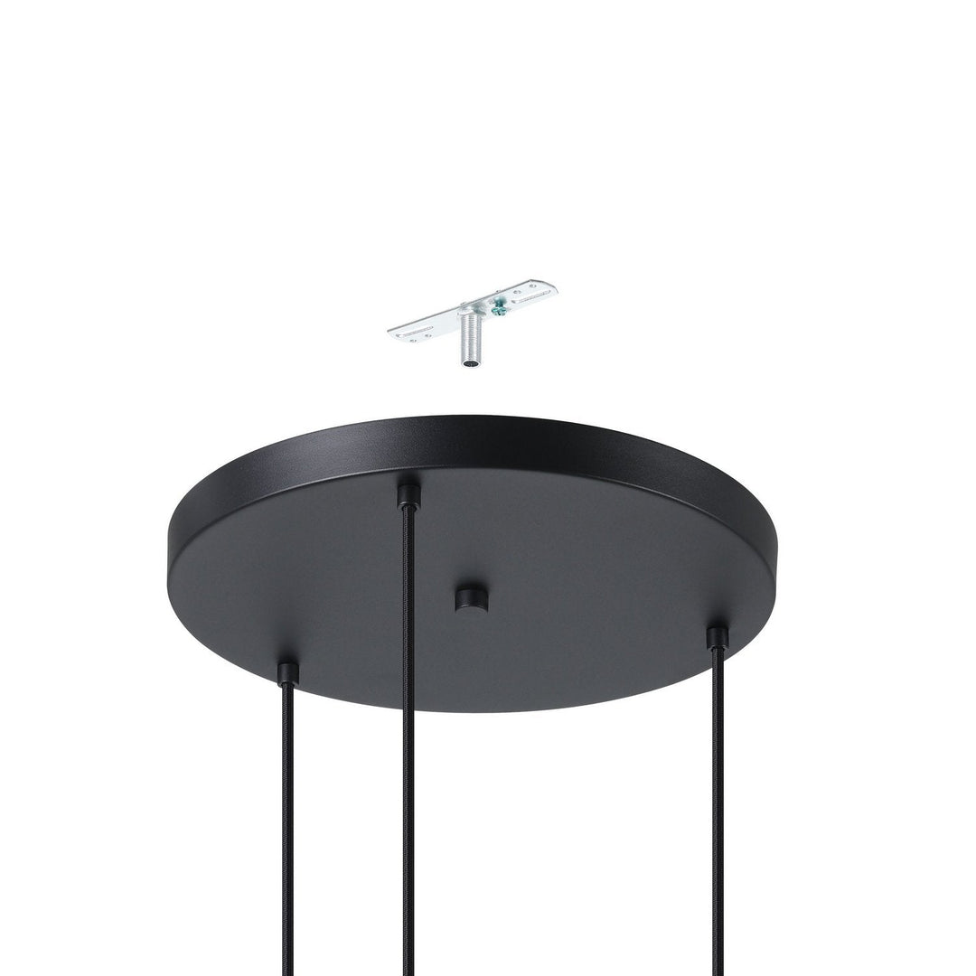 Almoster Three Light Pendant in Black, Copper Smoked Eglo Canada