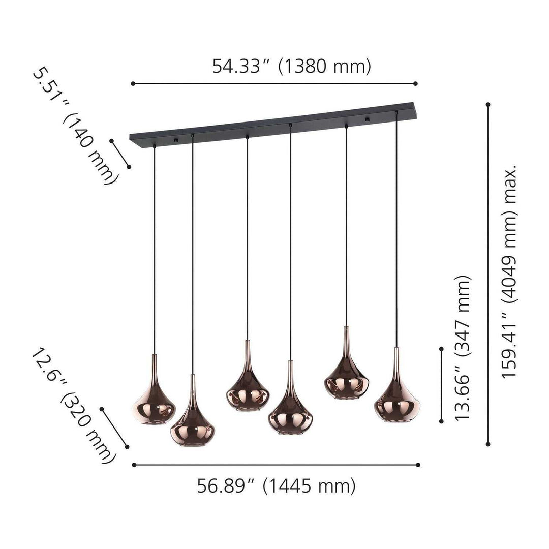 Almoster Six Light Pendant in Black, Copper Smoked Eglo Canada