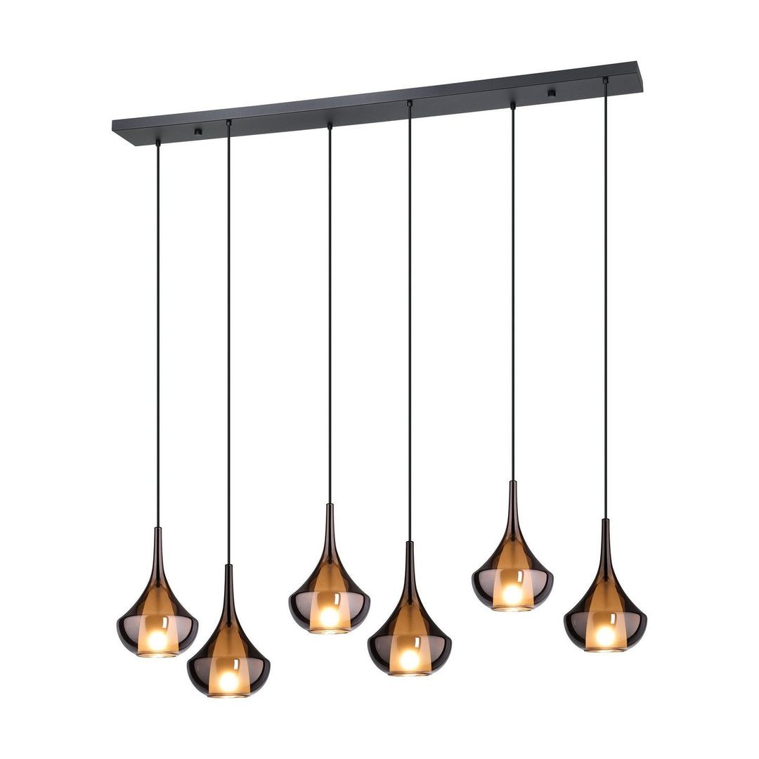 Almoster Six Light Pendant in Black, Copper Smoked Eglo Canada