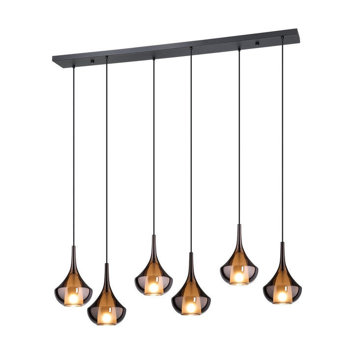 Almoster Six Light Pendant in Black, Copper Smoked Eglo Canada