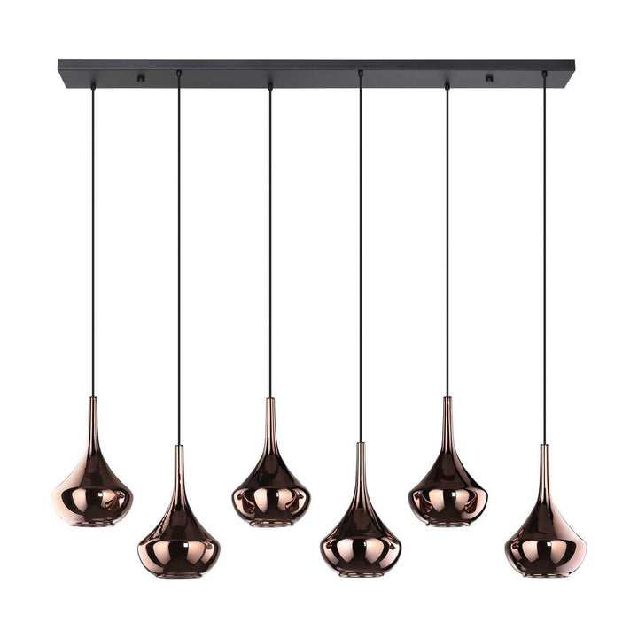 Almoster Six Light Pendant in Black, Copper Smoked Eglo Canada