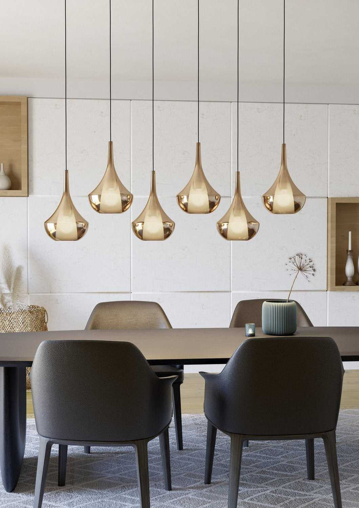 Almoster Six Light Pendant in Black, Copper Smoked Eglo Canada