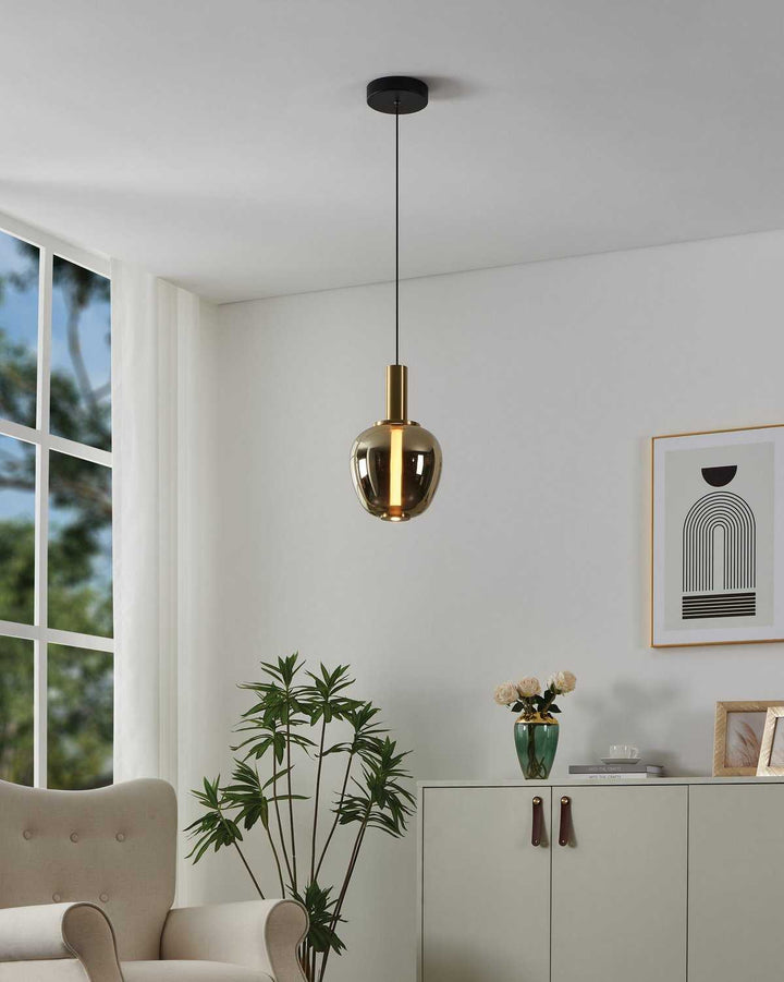Fruitera LED Pendant in Black, Brushed Gold Eglo Canada