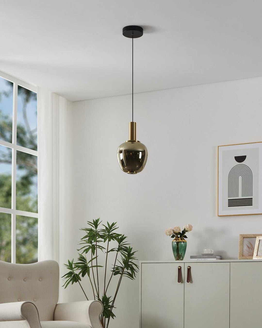 Fruitera LED Pendant in Black, Brushed Gold Eglo Canada