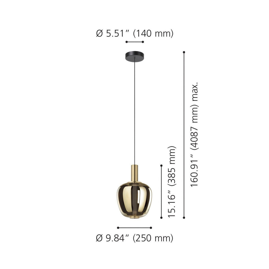 Fruitera LED Pendant in Black, Brushed Gold Eglo Canada