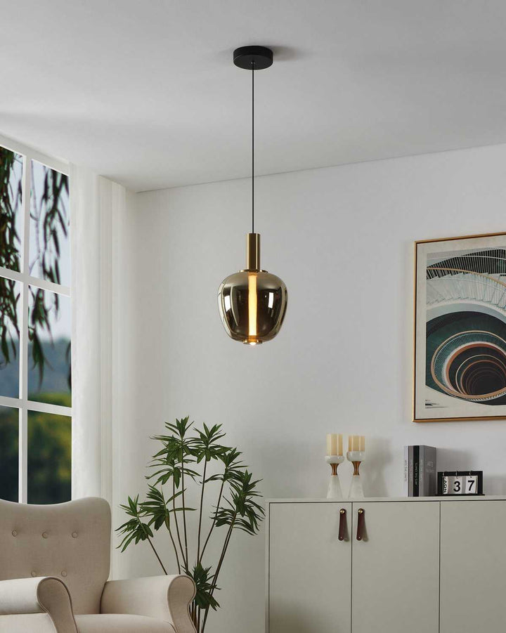 Fruitera LED Pendant in Black, Brushed Gold Eglo Canada