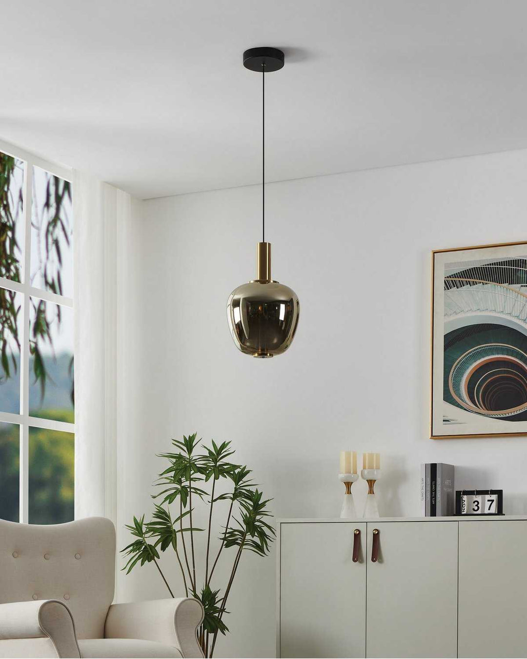 Fruitera LED Pendant in Black, Brushed Gold Eglo Canada