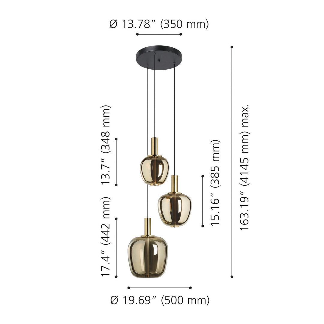 Fruitera LED Pendant in Black, Brushed Gold Eglo Canada