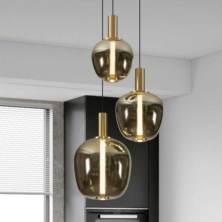 Fruitera LED Pendant in Black, Brushed Gold Eglo Canada