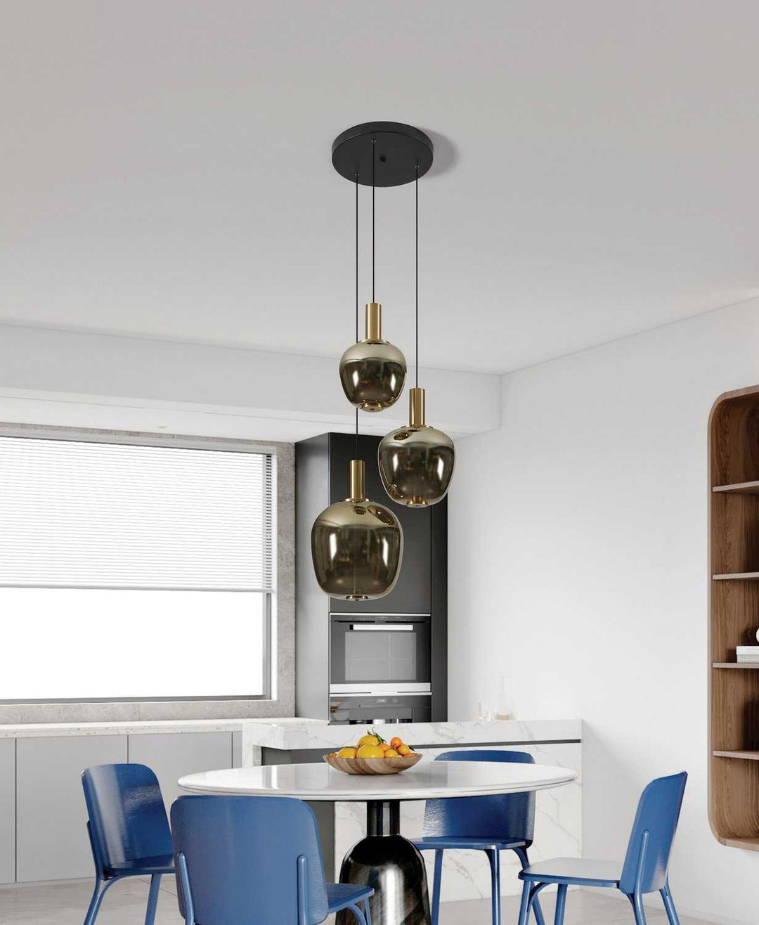 Fruitera LED Pendant in Black, Brushed Gold Eglo Canada