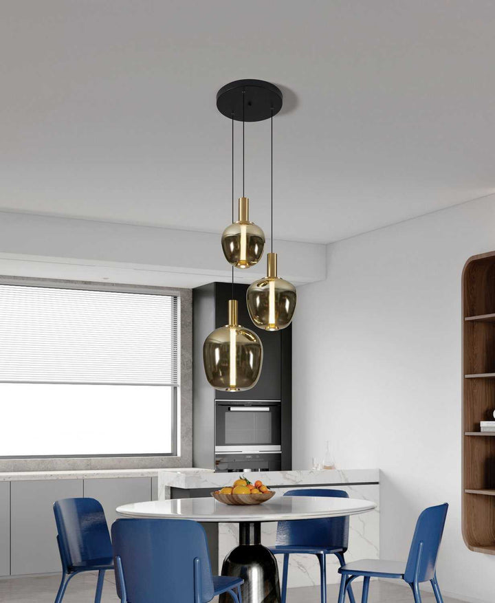 Fruitera LED Pendant in Black, Brushed Gold Eglo Canada
