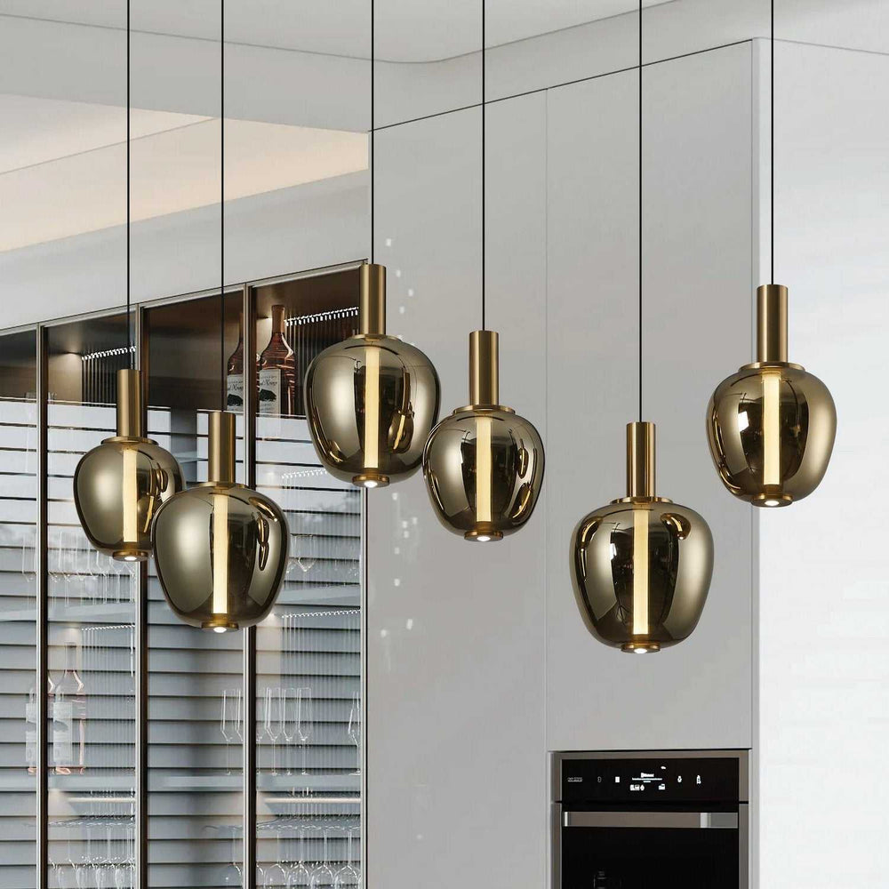 Fruitera LED Pendant in Black, Brushed Gold Eglo Canada