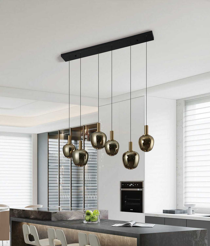 Fruitera LED Pendant in Black, Brushed Gold Eglo Canada