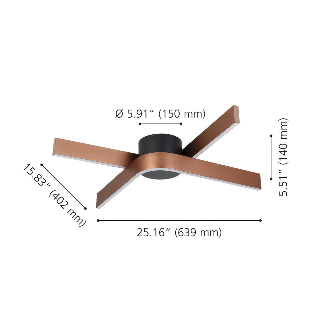 Folcino LED Flush Mount in Bronze, Black Eglo Canada