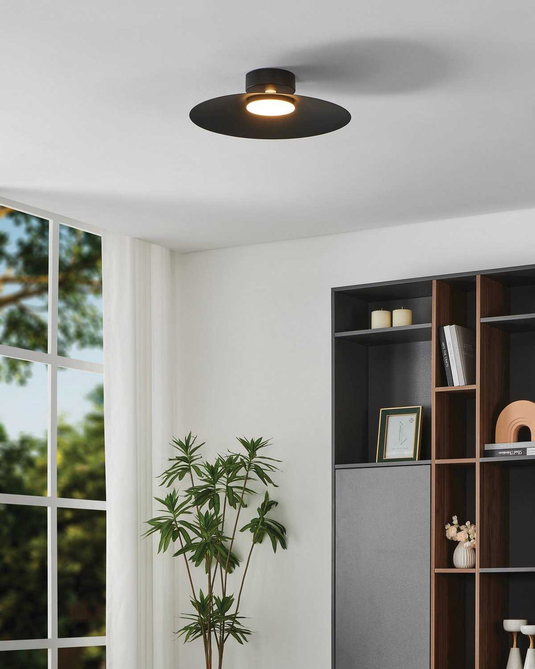 Conomavilla LED Flush Mount in Black Eglo Canada