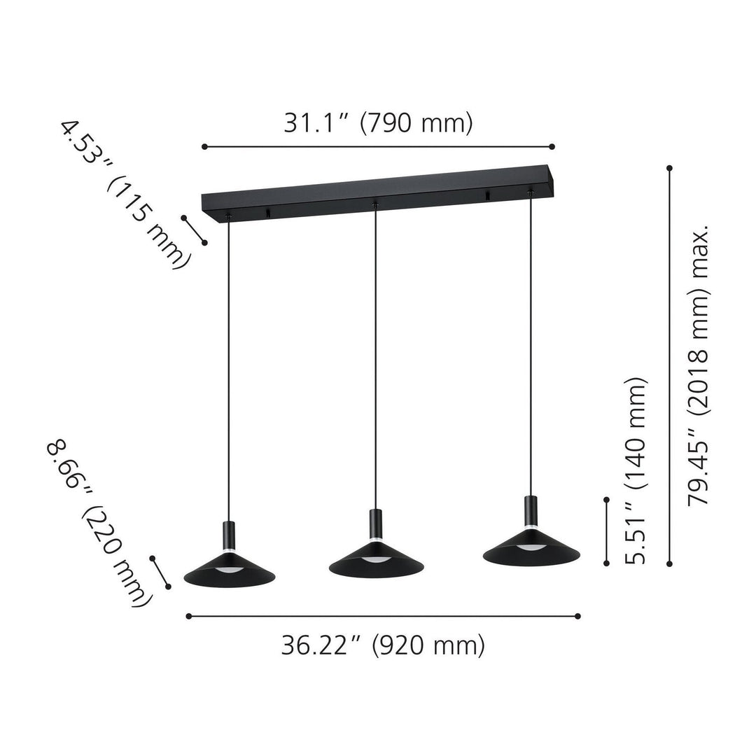 Conomavilla LED Pendant in Black Eglo Canada