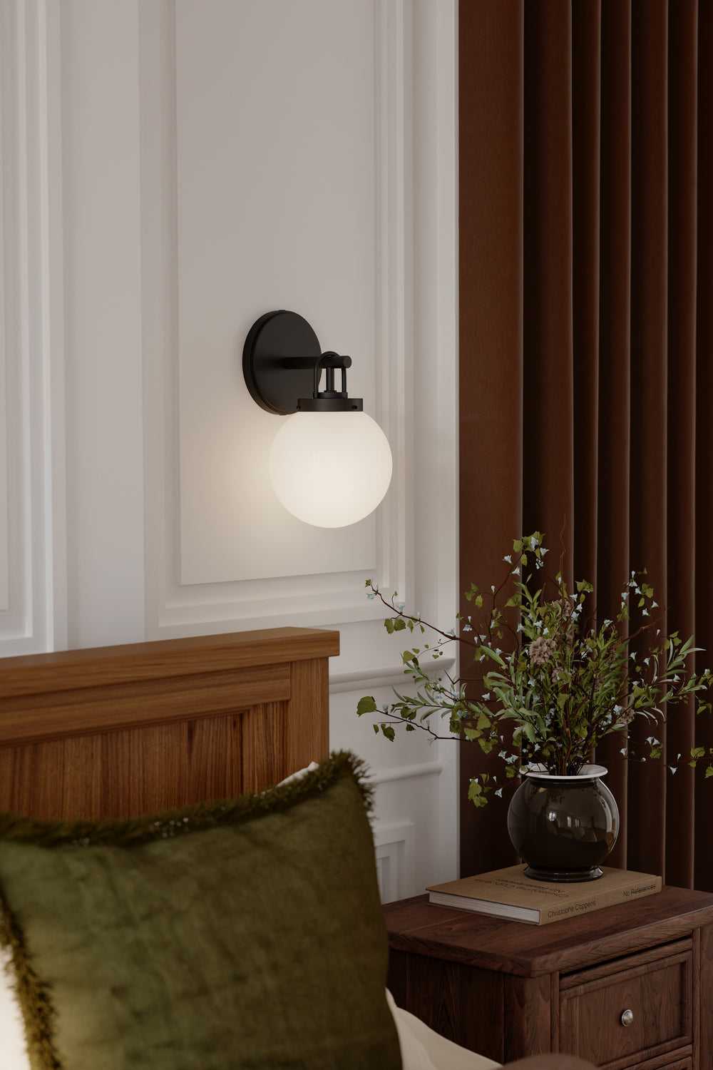 Ortesa One Light Bath Sconce in Dark Matte Black Minka-Lavery