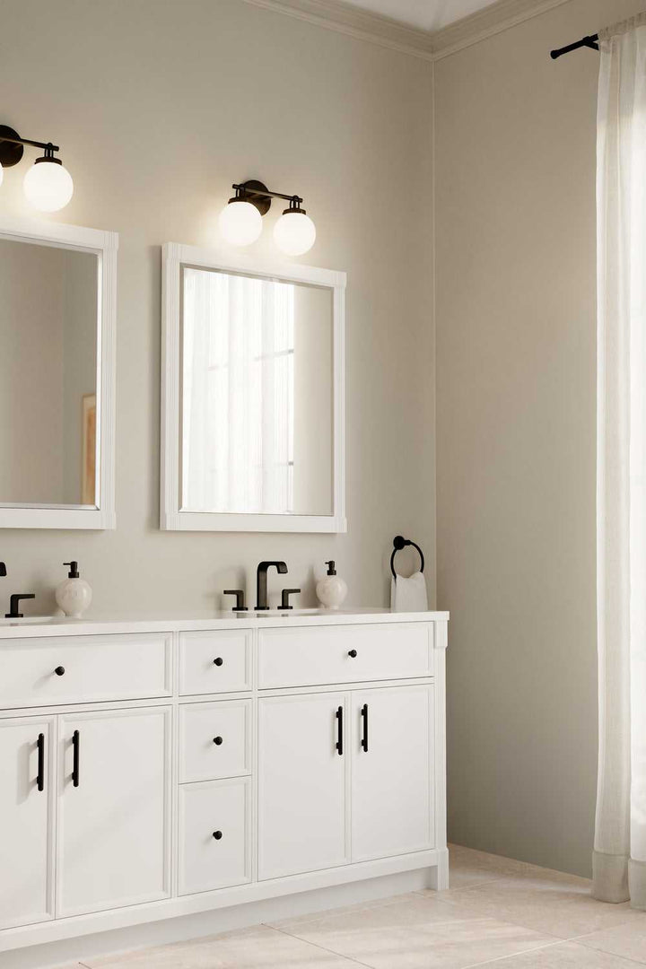 Ortesa Two Light Vanity in Dark Matte Black Minka-Lavery